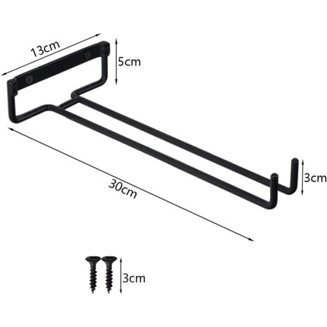 4 Supports De Verre à Vin Suspendus Noir - Sans Trou, Plastique, Pour Rangement Sous Placard, Bar, Cuisine