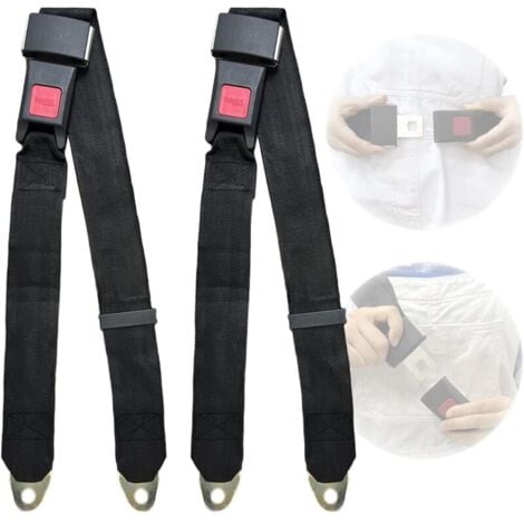 Lot de 2 ceintures de sécurité universelles réglables 2 points de harnais de sécurité réglables ceinture de sécurité simple double - noir