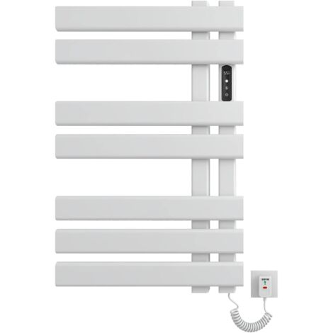 Sèche-Serviettes Électrique Murale 80W - Chauffage Fibre De Carbone, Température Constante 55°C - Alliage Aluminium Blanc 45x30 Cm - Pour Salle De Bain - 7