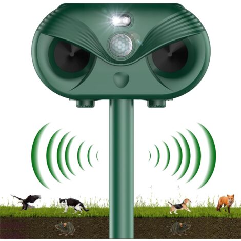 Répulsif Ultrason Chat/Chien Solaire - Détecteur Mouvement, Étanche IP44, Pour Jardin/Extérieur