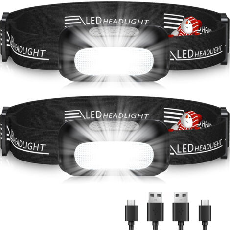 Lampe Frontale Led Puissante 6 Modes D'éclairage, Usb Rechargeable