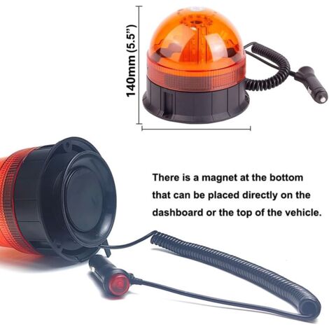Gyrophare LED Tracteur 60W 12V/24V Orange - 3 Modes Flash, étanche, Support En Y Inclus