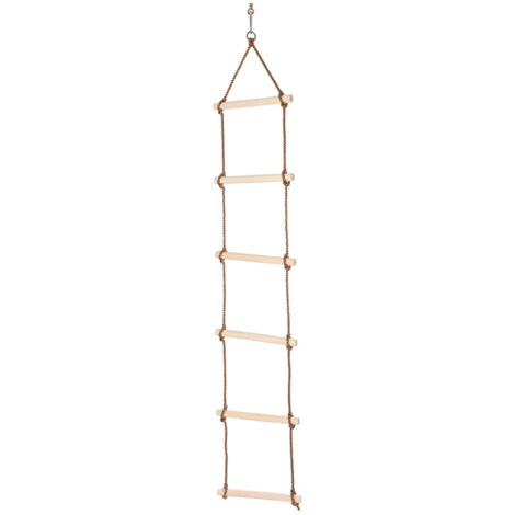 Échelle corde 5 barreaux pour portique bois h190-250cm marron - noir - moutarde - TP Toys Échelle corde 5 barreaux pour portique bois h190-250cm marron - noir - moutarde - TP Toys