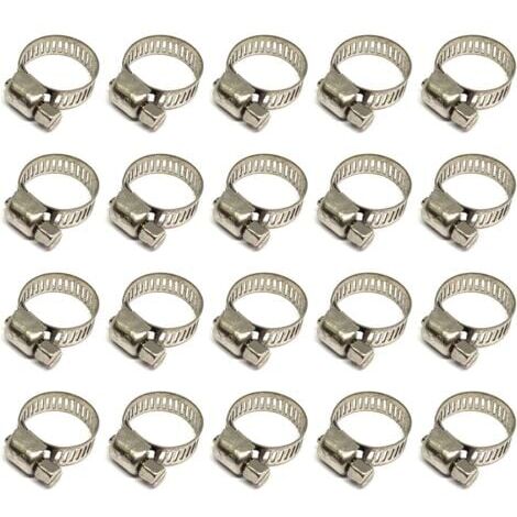 20 Colliers De Serrage Acier Inoxydable 304 - Ajustables 13-19 Mm, Pour Tuyaux Et Durites