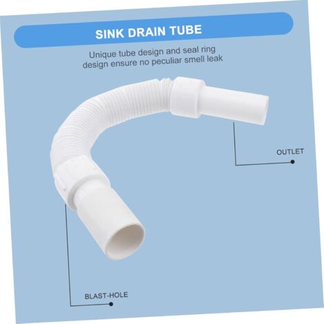 Kit De Vidange Pour évier De Cuisine Et Salle De Bain - Tuyau Flexible Avec Siphon Et Crépine - Gris - Adaptable - 4