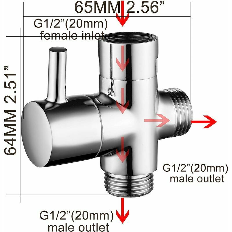 Raccord en T pour robinet de toilette, adaptateur G1/2 en laiton à 3 voies  pour robinet de douche et bidet : : Bricolage