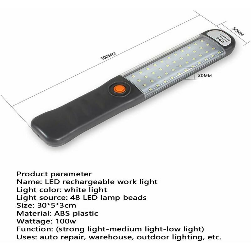 Lampe de travail à LED Lampes de travail rechargeables avec 3 modes  magnétiques Lampe d'inspection de lampe de poche à LED pour réparation  automobile