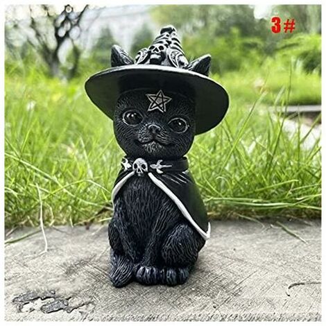 Statue de jardin en résine de chat mignon, lumière d'ornement de