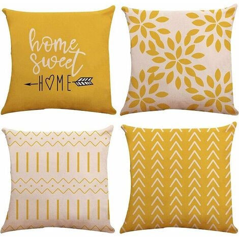 Coussin Exterieur Impermeable Lot de 4 Housse de Coussin 60x60 Cm, coloré  Housse Coussin géométrique Coussin Canape Decoration Chambre Lin Taies