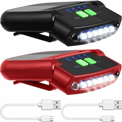 2 pièces clip LED sur capuchon lumières USB capuchon rechargeable clip lampe  de poche étanche ultra