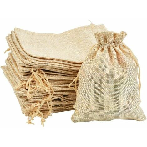 Pochette en tissu de coton et lin pour enfants, sac à cordon avec