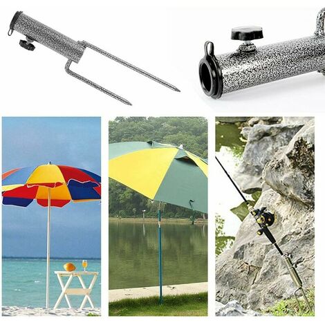 Pied de parasol à piquet pour pelouse, support de parasol extérieur,  bouchon de base de parasol (support de pic pour plage, pêche, jardin)