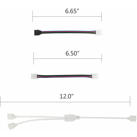 Connecteurs de bande lumineuse LED RGB 4 broches 10 pièces en forme de L +  10 pièces sans interruption pour bande LED multicolore SMD 5050 (20 pièces)