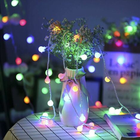 Guirlande lumineuse LED, DOTBUY Intérieur Pile Lumiere Décoration Chambre  Enfant Boules Coton Batterie Chaîne Pour Maison Valentin Noël Fêtes Mariage