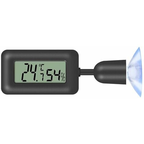 Mini 4.5cm Noir Thermomètre Hygrometre Digital，Écran LCD Digital