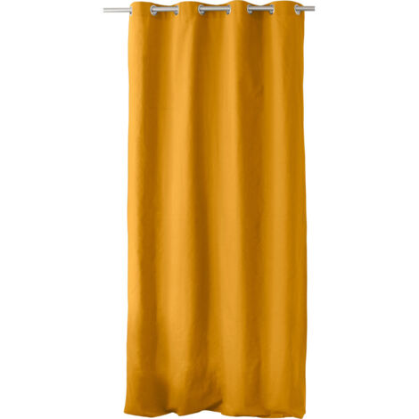 Homemaison – Rideau à oeillets 135 x 240 cm – 100% coton – Coloris moutarde – Finition avec 8 œillets en métal chromé – Lavable en machine à 30°