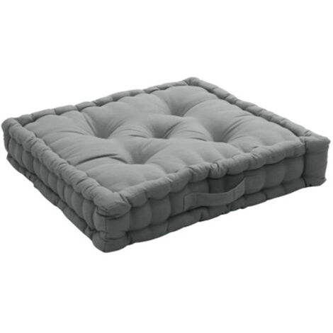 Homemaison – Coussin de sol 50 x 50 cm – 100 % coton recyclé – Matelassage piqué 5 points – Confort intérieur et extérieur – Poignée de transport