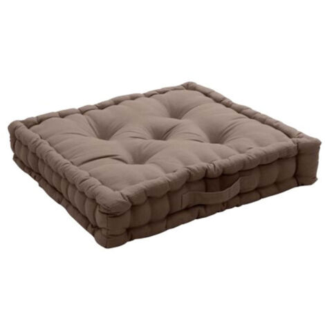 Coussin de sol uni en pur coton Taupe 50x50x10 cm