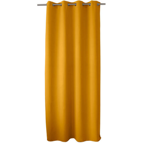 Homemaison – Rideau occultant 140 x 240 cm en polyester 210 g/m² – Couche intermédiaire noire pour occultation – 8 œillets en métal chromé