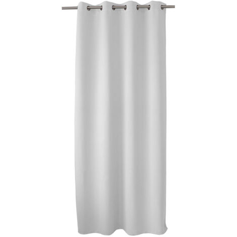 Homemaison – Rideau occultant 140 x 240 cm en polyester 210 g/m² – Coloris blanc gris – Masquage lumière 95% – 8 œillets en métal chromé