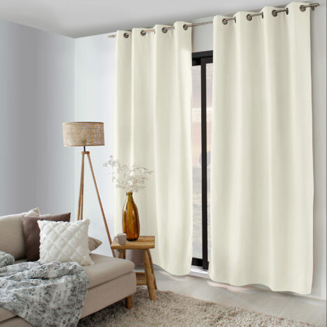 Rideau occultant thermique 135 x 240 cm – Tissu tramé en polyester – Doublure en polaire isolante – Certifié Oeko-Tex – Enjoy Home
