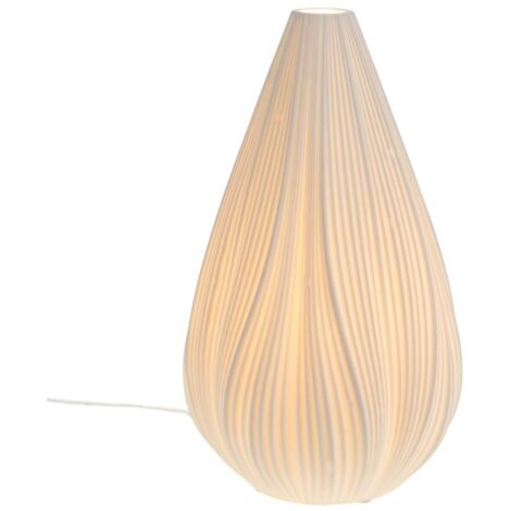 Lampe à poser en porcelaine blanche 31 cm – Culot E14 – Puissance 8W – Longueur 18.39 cm – Éclairage doux décoratif – Amadeus
