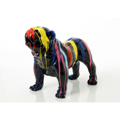 Statue bulldog usa trash 70 cm en résine – Couleur noir – Longueur 90 cm – Largeur 45 cm – Décoration intérieure et extérieure originale – Amadeus