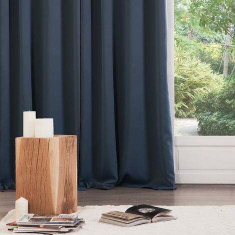 Lot de 2 rideaux occultants Odélie bleu canard 135x240cm - Atmosphera créateur d'intérieur