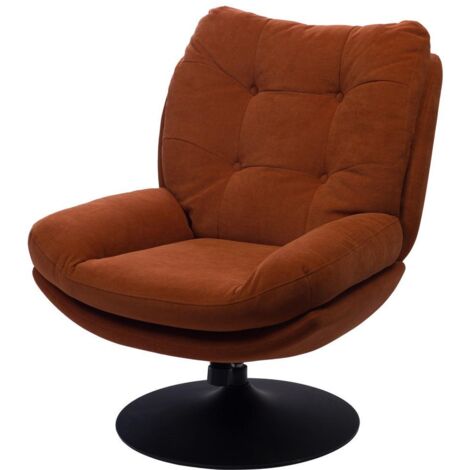 Fauteuil relax Magnum en tissu orange – Hauteur 100 cm, largeur 90 cm, longueur 78 cm – Piètement pivotant en métal noir – Amadeus
