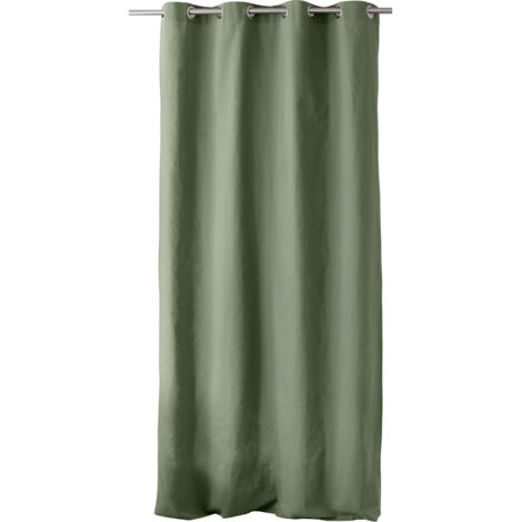 Homemaison – Rideau d'extérieur à œillets 135x240 cm – 100% coton vert argile – Finition 8 œillets métal – Lavable en machine 30°