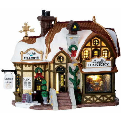 Lemax – Couronne de Noël en porcelaine 18,90 x 10,70 x 14,30 cm – Décoration lumineuse intérieure – Village de Noël Caddington