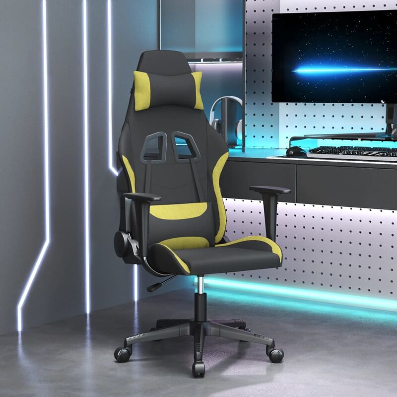 Silla gaming blanca ergonómica reclinable LED sillón con cojín Pixy