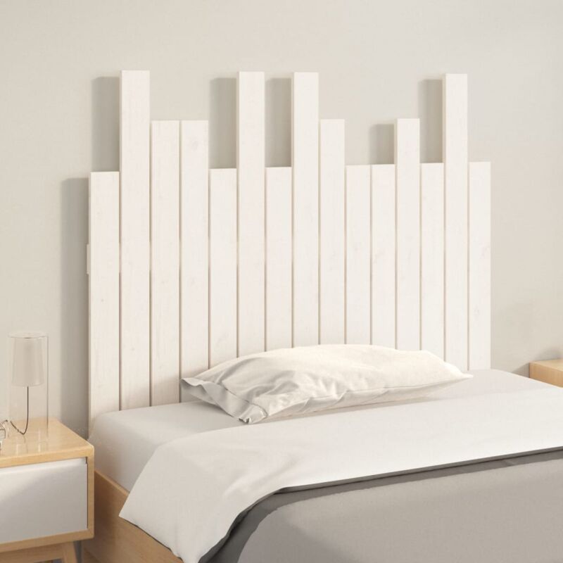 Cabecero de cama para dormitorio estilo moderno pared madera maciza pino  blanco 159,5x3x90 cm ES49219A