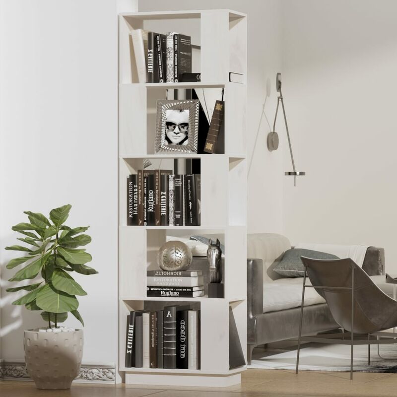 Librería/Separador de ambientes Blanco 80x30x135,5cm Pino macizo