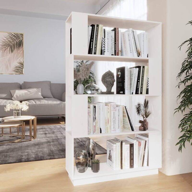 Estantería para Libros Librería Divisor de espacios madera pino blanco  60x35x103 cm ES56682A