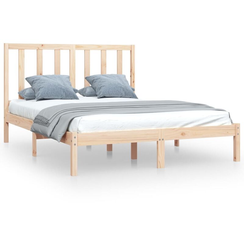 Cama Moderno Estructura de Cama para adulto madera maciza doble pequeña  135x190 cm ES40484A