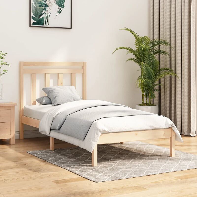 Cama Moderno Estructura de Cama para adulto madera maciza de pino 90x200 cm  ES65633A