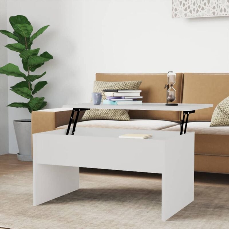 Mesa de centro Mesita de salón madera contrachapada blanco brillo  60x50x36,5 cm TRE45010 MaisonChic