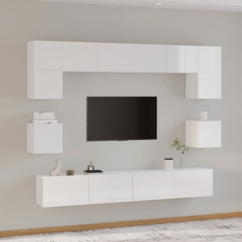 MATTUI Juego de muebles-Mueble TV Blanco 100x34,5x44,5 cm Madera de  ingeniería : : Electrónica