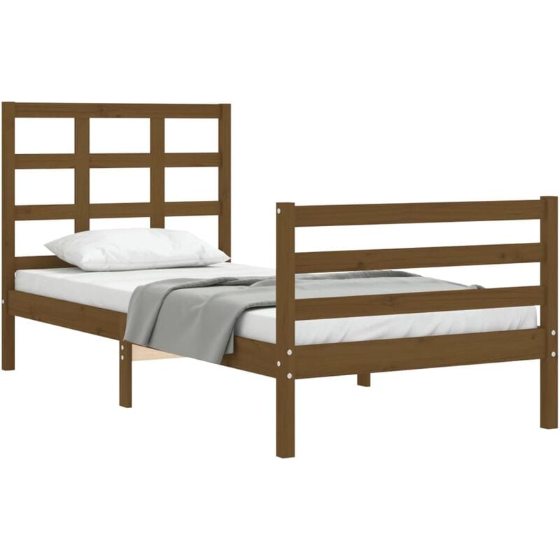 CIADAZ Estructura Cama con cabecero Madera Pino marrón Miel 160x200 cm,  Base De Cama, Marco De Cama, Cama Juvenil, Cama Dormitorio, Somier -  3188219 : : Hogar y cocina