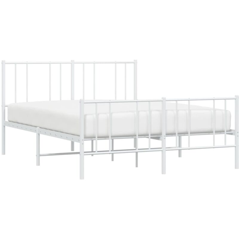 Maison Exclusive Estructura cama metal con cabecero y estribo blanco  150x200 cm