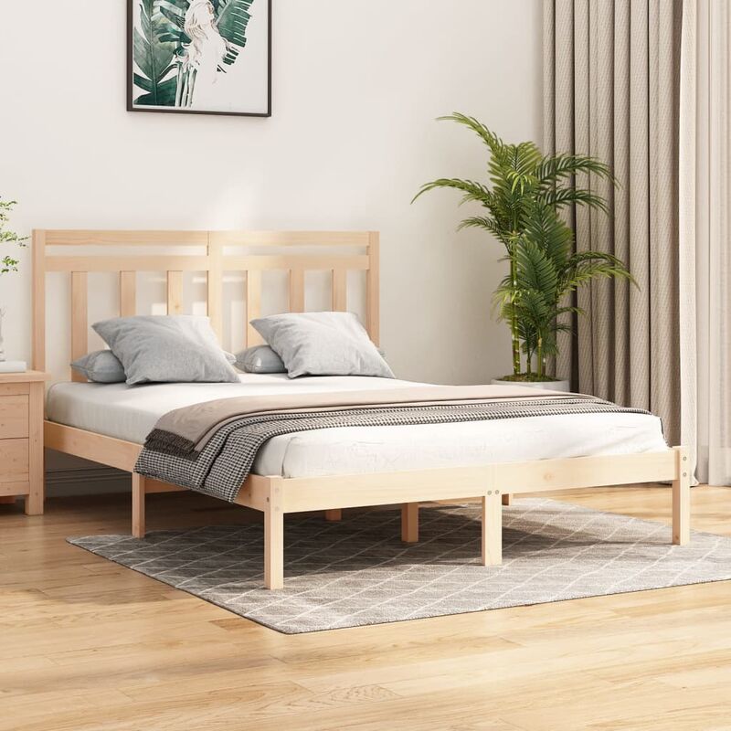 Estructura de cama Marco de Cama Somier de Cama madera maciza blanco 120x190  cm SDV183808 MaisonChic