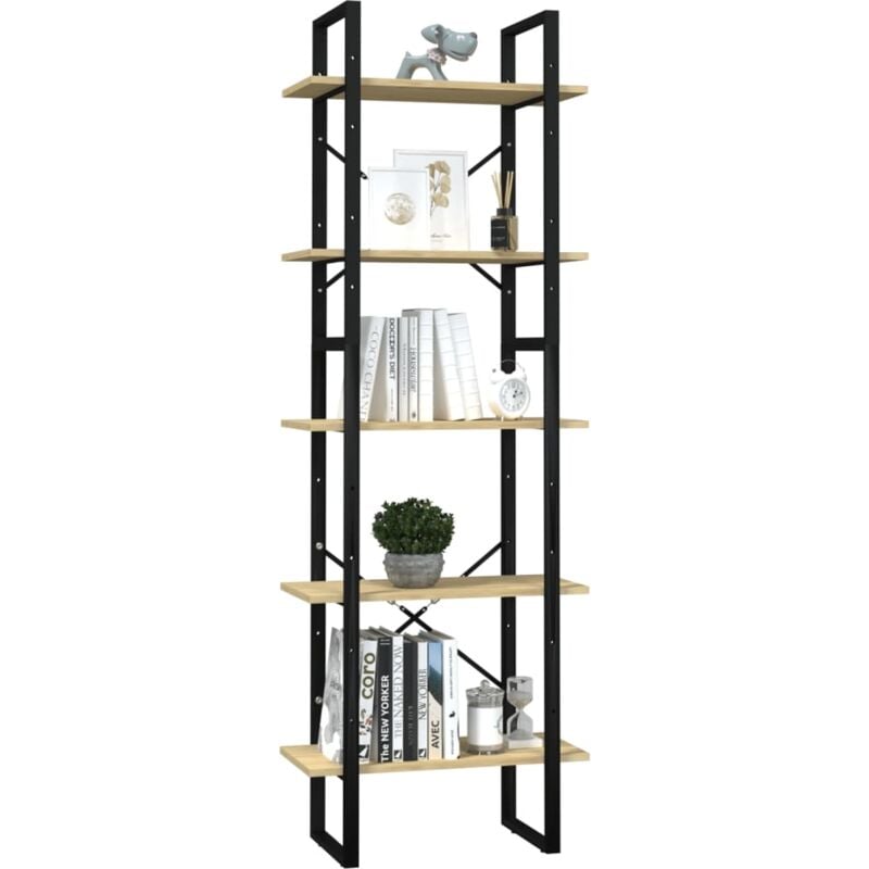 Estantería de estantería alta de pie industrial con marco de metal, estante  de exhibición multiusos, estantes de escalera (negro 23.6 in, 5 capas)