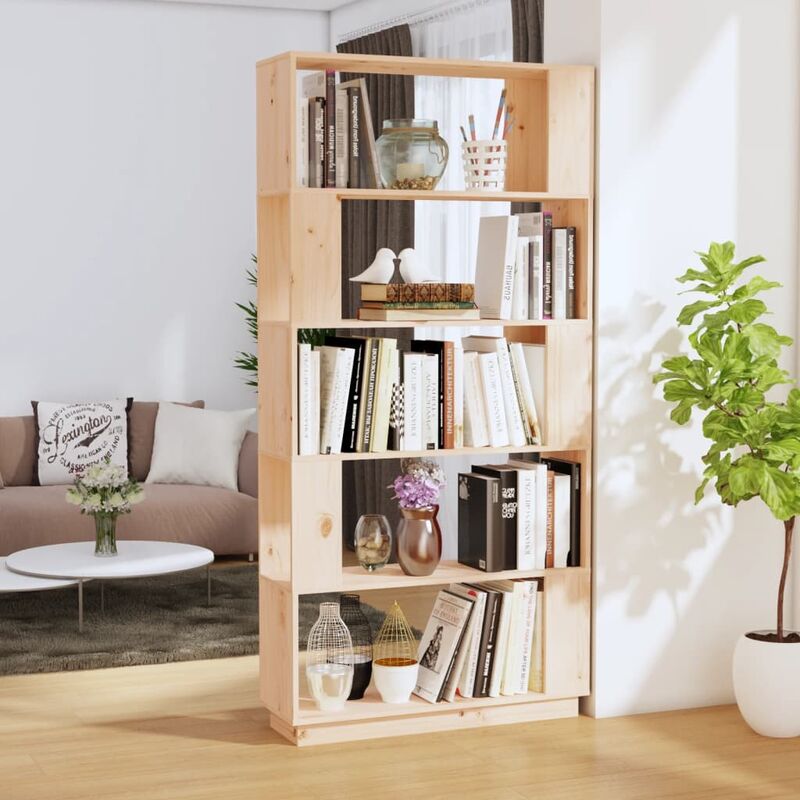 Estantería/divisor Librería Estantería exhibición de espacios para Salón  madera de pino 80x30x103,5 cm MZX84953