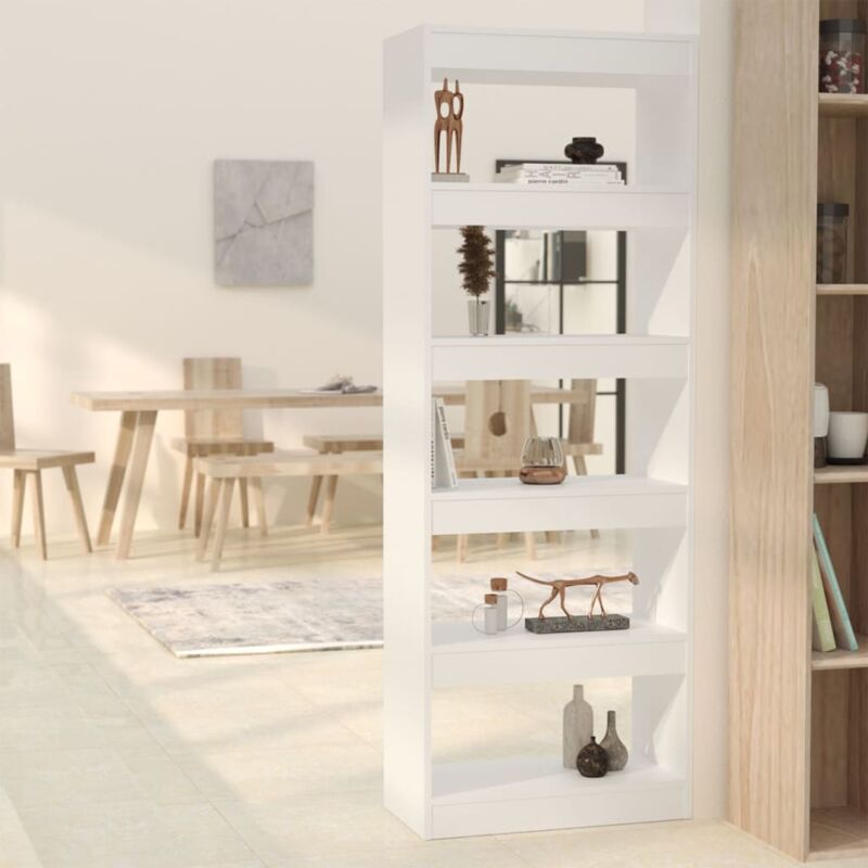 WOLTU Librería de pared con 8 compartimentos en 3 dimensiones diferentes.  85 x 16 x 48 cm. color blanco