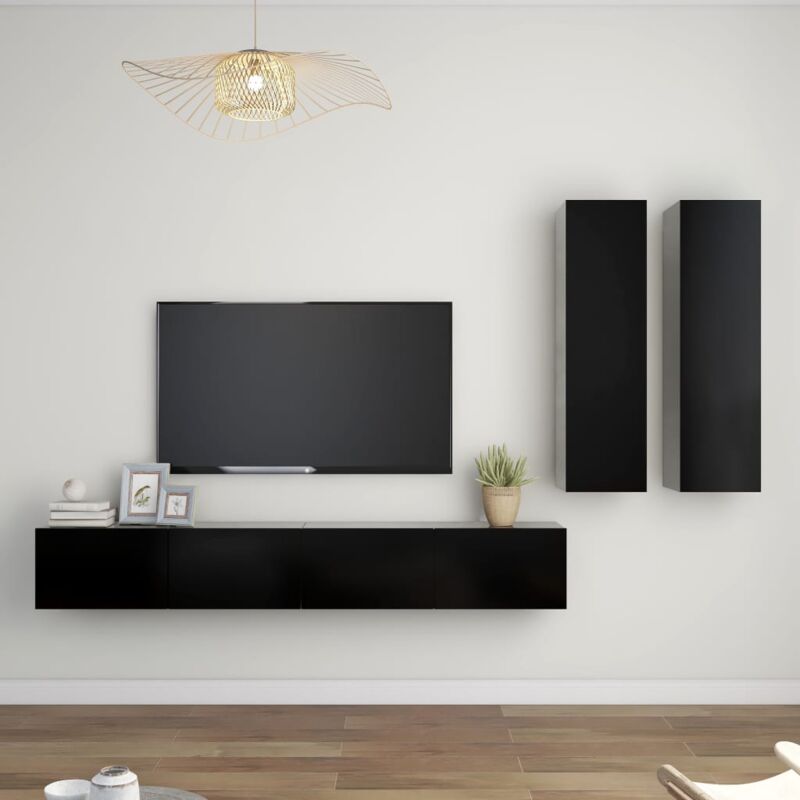 Mueble TV Televisión 150x57x35cm Para TV hasta 65 Chimenea eléctrica Diseño  industrial Blanco y negro