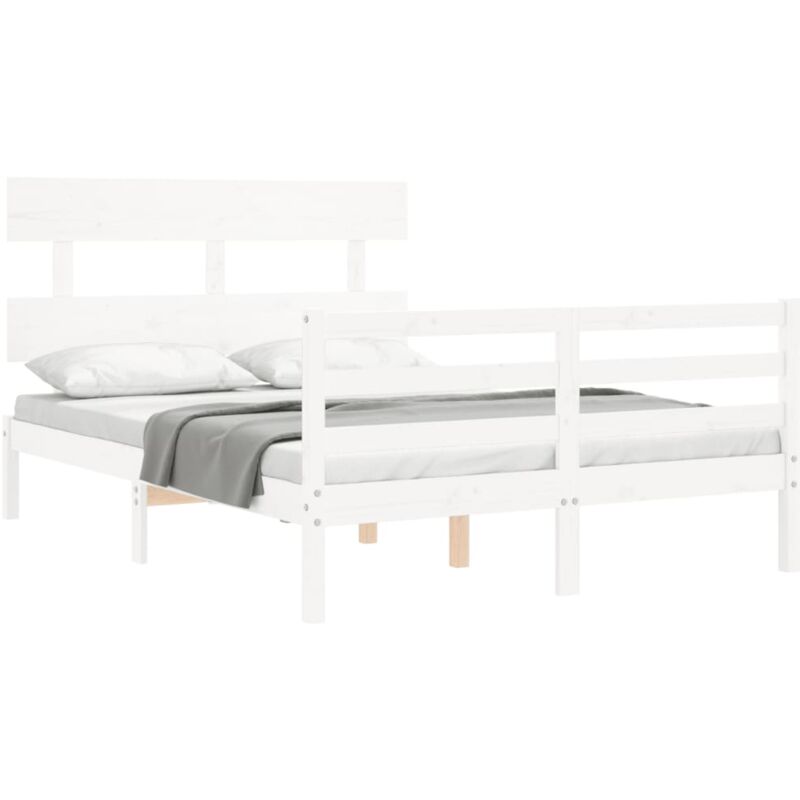 Estructura de cama Marco de Cama Somier de Cama madera maciza blanco 120x190  cm SDV183808 MaisonChic