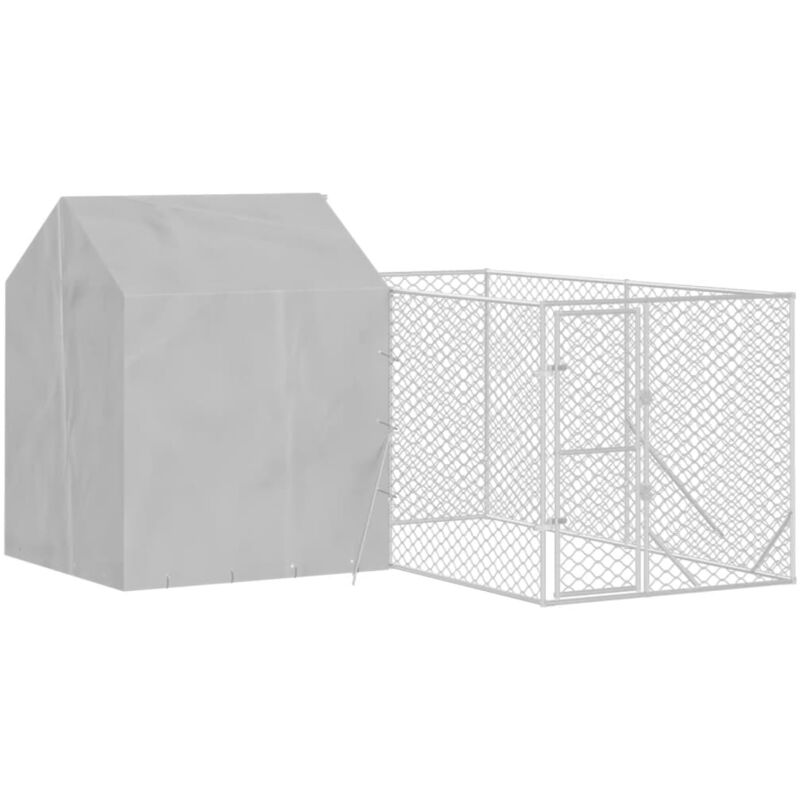 vidaXL Perrera exterior con toldo acero galvanizado plata 3x1,5x2,5 m
