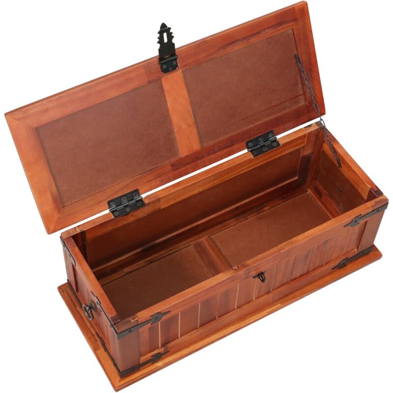 Baúl de almacenaje de madera maciza de acacia 110x35x41 cm