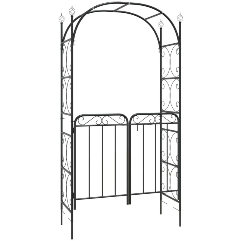 Arco de jardín con puerta acero negro 108x45x235 cm vidaXL198154